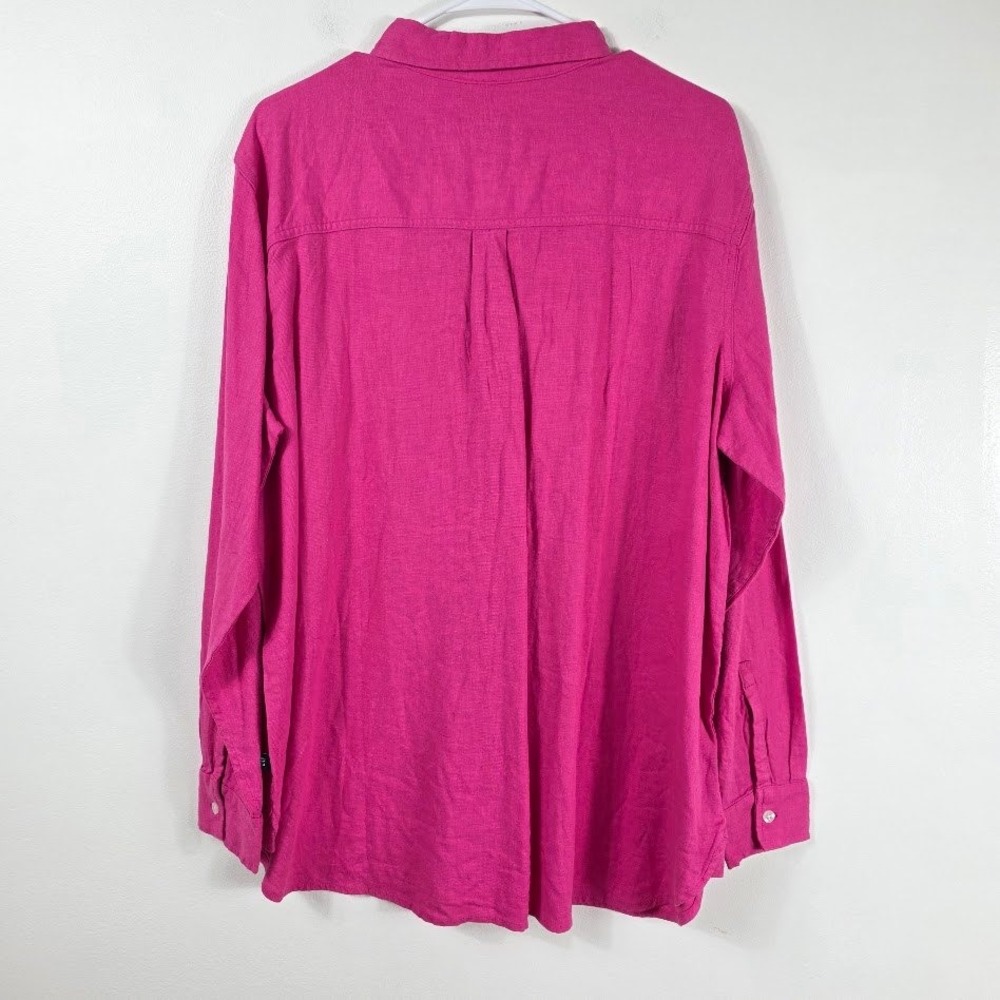 Gap Linen Button Down‎ Top XXL Womens New Very Berry Pink BeachQLT7143S - Picture 3 of 7